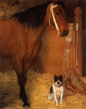 埃德加 德加 At the Stables, Horse and Dog